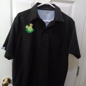 Disney Environmental Recycle Men's Button Up Black Shirt Medium Leaf